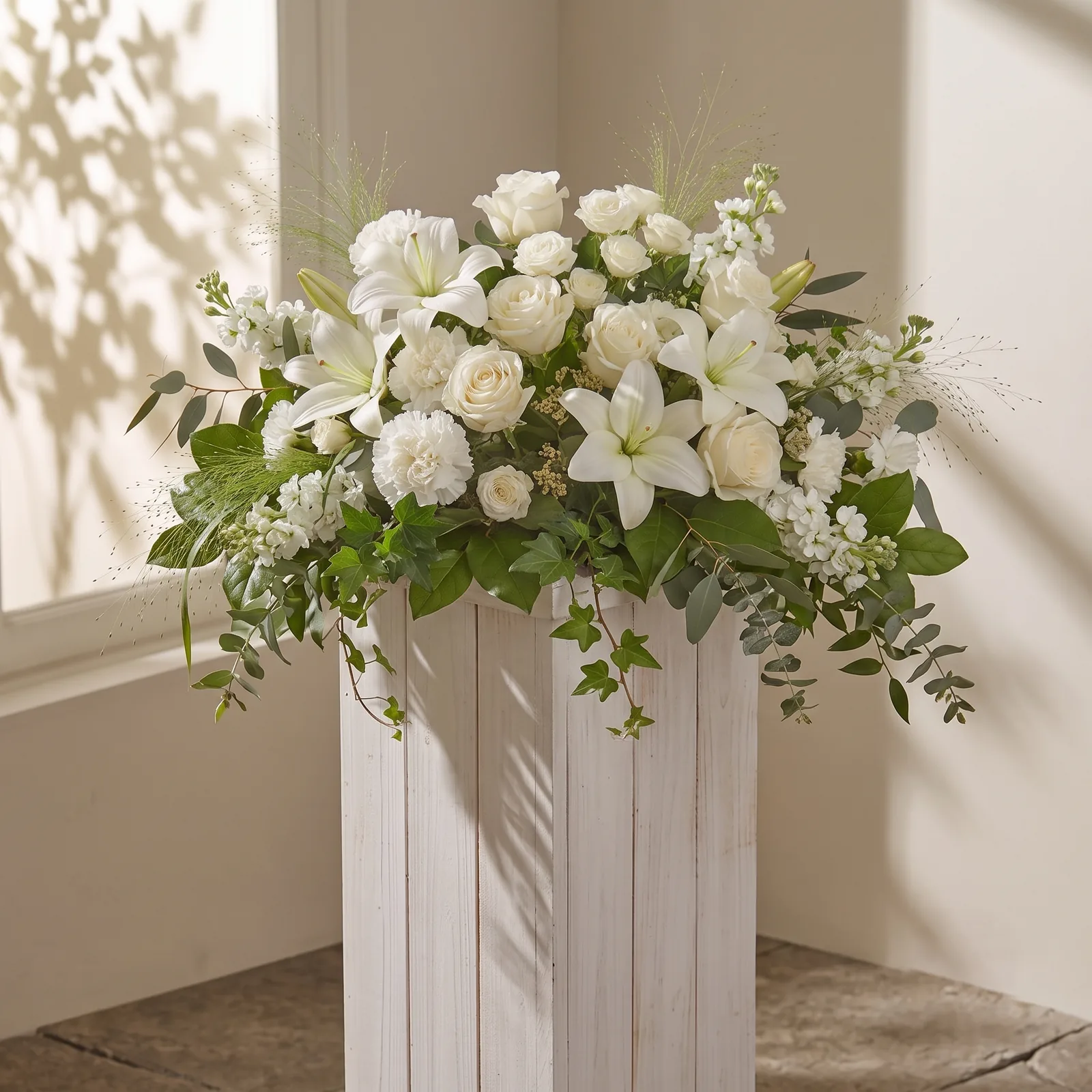 Aranjament funerar mare alb