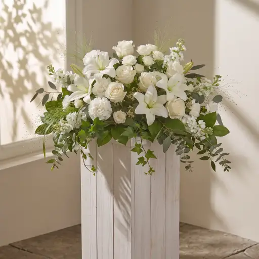 Aranjament funerar mare alb